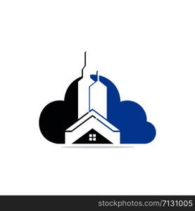 Cloud Real estate vector logo design. Building and cloud logo design. Building Estate Logo with Skyscrapers.