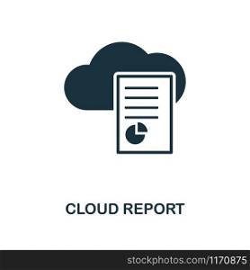 Cloud Report icon. Monochrome style design from big data collection. UI. Pixel perfect simple pictogram cloud report icon. Web design, apps, software, print usage.. Cloud Report icon. Monochrome style design from big data icon collection. UI. Pixel perfect simple pictogram cloud report icon. Web design, apps, software, print usage.