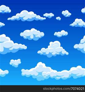 Cloud seamless vector background. Endless cartoon cloudscape. Seamless background cloud and blue sky illustration. Cloud seamless vector background. Endless cartoon cloudscape