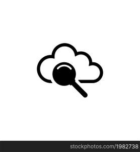 Cloud Search. Flat Vector Icon. Simple black symbol on white background. Cloud Search Flat Vector Icon