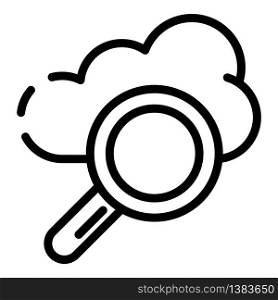Cloud search icon. Outline cloud search vector icon for web design isolated on white background. Cloud search icon, outline style