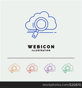 cloud, search, storage, technology, computing 5 Color Line Web Icon Template isolated on white. Vector illustration. Vector EPS10 Abstract Template background