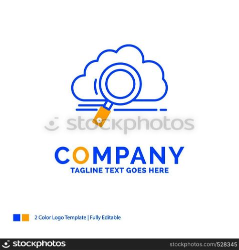 cloud, search, storage, technology, computing Blue Yellow Business Logo template. Creative Design Template Place for Tagline.