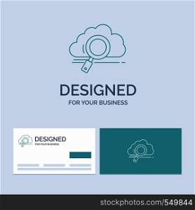 cloud, search, storage, technology, computing Business Logo Line Icon Symbol for your business. Turquoise Business Cards with Brand logo template. Vector EPS10 Abstract Template background
