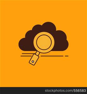cloud, search, storage, technology, computing Flat Line Filled Icon. Beautiful Logo button over yellow background for UI and UX, website or mobile application. Vector EPS10 Abstract Template background