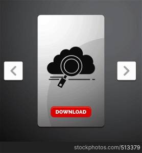 cloud, search, storage, technology, computing Glyph Icon in Carousal Pagination Slider Design & Red Download Button. Vector EPS10 Abstract Template background