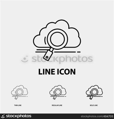 cloud, search, storage, technology, computing Icon in Thin, Regular and Bold Line Style. Vector illustration. Vector EPS10 Abstract Template background