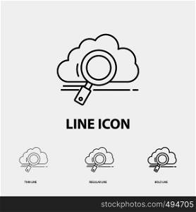cloud, search, storage, technology, computing Icon in Thin, Regular and Bold Line Style. Vector illustration. Vector EPS10 Abstract Template background