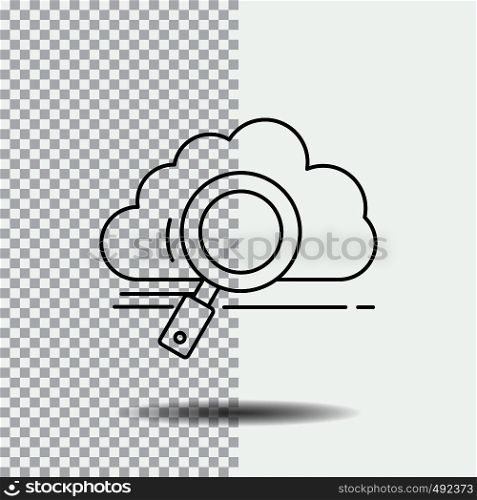 cloud, search, storage, technology, computing Line Icon on Transparent Background. Black Icon Vector Illustration. Vector EPS10 Abstract Template background