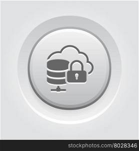 Cloud Secure Storage Icon. Flat Design.. Cloud Secure Storage Icon. Flat Design Grey Button Design
