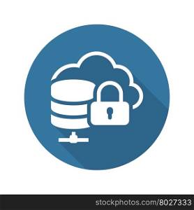 Cloud Secure Storage Icon. Flat Design.. Cloud Secure Storage Icon. Flat Design Long Shadow