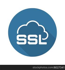 Cloud Security Icon. Flat Design.. Cloud Security Icon. Flat Design Long Shadow