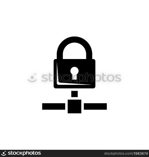 Cloud Security, Locked Network. Flat Vector Icon illustration. Simple black symbol on white background. Cloud Security, Locked Network sign design template for web and mobile UI element. Cloud Security, Locked Network Flat Vector Icon
