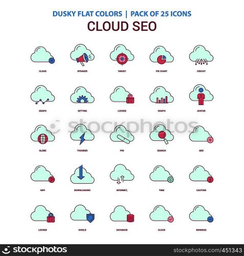 Cloud SEO icon Dusky Flat color - Vintage 25 Icon Pack