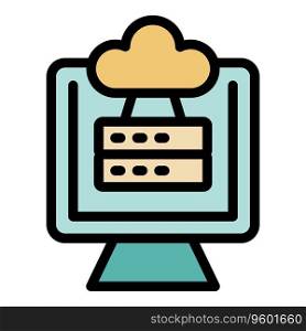 Cloud server data icon outline vector. Secure vpn. Online system color flat. Cloud server data icon vector flat