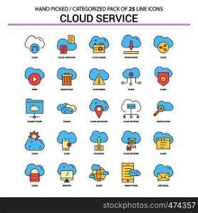 Cloud Service Flat Line Icon Set - Business Concept Icons Design
