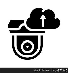 cloud service for video camera glyph icon vector. cloud service for video camera sign. isolated contour symbol black illustration. cloud service for video camera glyph icon vector illustration