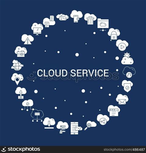 Cloud Service Icon Set. Infographic Vector Template