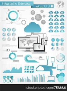 Cloud Service Infographic Elements. Opportunity to Highlight any Country. Vector Illustration EPS 10.