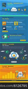 Cloud Service Infographics. Cloud service infographics flat layout with sharing statistics and technology of access to global information resource vector illustration