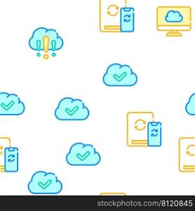 Cloud Service Storage Collection Vector Seamless Pattern Color Line Illustration. Cloud Service Storage Collection Icons Set Vector