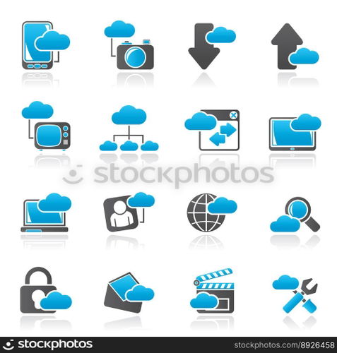 Cloud services and objects icons vector image