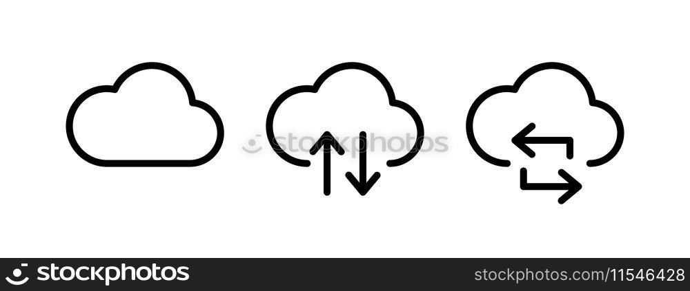 Cloud services. Cloud computing. Vector icons