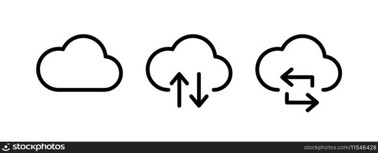 Cloud services. Cloud computing. Vector icons