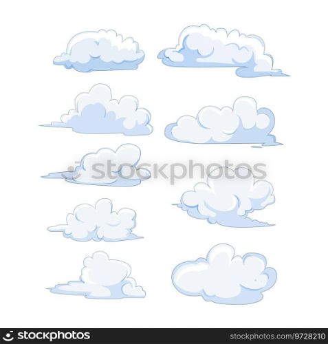 cloud set cartoon. cloudy nature, weather space, atmosphere summer cloud sign. isolated symbol vector illustration. cloud set cartoon vector illustration