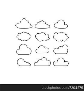 Cloud set icon line in white on an isolated background. EPS 10 vector.. Cloud set icon line in white on an isolated background. EPS 10 vector