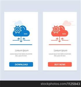 Cloud, Setting, Gear, Arrow Blue and Red Download and Buy Now web Widget Card Template