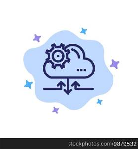 Cloud, Setting, Gear, Arrow Blue Icon on Abstract Cloud Background
