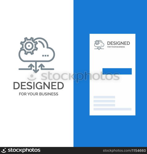 Cloud, Setting, Gear, Arrow Grey Logo Design and Business Card Template