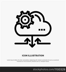Cloud, Setting, Gear, Arrow Vector Line Icon
