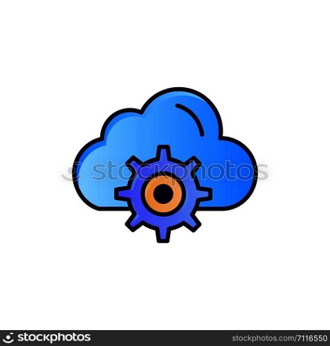 Cloud, Setting, Gear, Computing Flat Color Icon. Vector icon banner Template