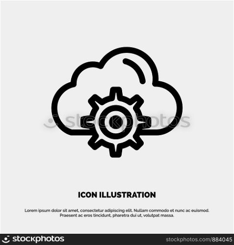 Cloud, Setting, Gear, Computing Vector Line Icon