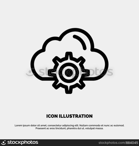 Cloud, Setting, Gear, Computing Vector Line Icon
