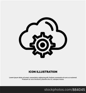 Cloud, Setting, Gear, Computing Vector Line Icon