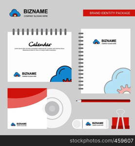 Cloud setting Logo, Calendar Template, CD Cover, Diary and USB Brand Stationary Package Design Vector Template