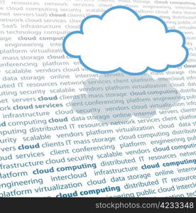 Cloud shape copy space above cloud computing IT terminology text page