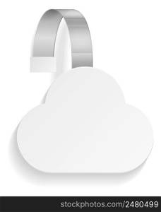 Cloud shape hanging dangler. Blank wobbler mockup isolated on white background. Cloud shape hanging dangler. Blank wobbler mockup
