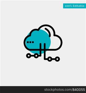 Cloud, Share, Computing, Network turquoise highlight circle point Vector icon