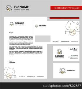 Cloud sharing Business Letterhead, Envelope and visiting Card Design vector template
