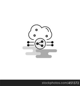 Cloud sharing Web Icon. Flat Line Filled Gray Icon Vector