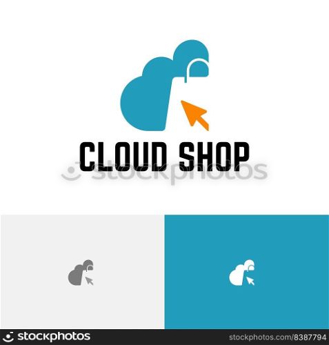 Cloud Shop Mobile Online Shopping Negative Space Logo