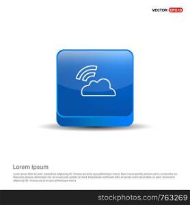 Cloud Signal Icon - 3d Blue Button.