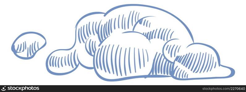 Cloud sketch. Hand drawn round curved shape isolated on white background. Cloud sketch. Hand drawn round curved shape