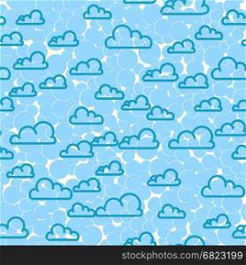 Cloud sky seamless pattern. Cartoon weather background. Blue clouds meteo backdrop template.
