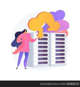 Cloud storage abstract concept vector illustration. Digital hosted storage, database security, data infrastructure service, cloud computing, information hosting technology abstract metaphor.. Cloud storage abstract concept vector illustration.