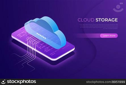 Cloud storage and technology web hosting data vector image